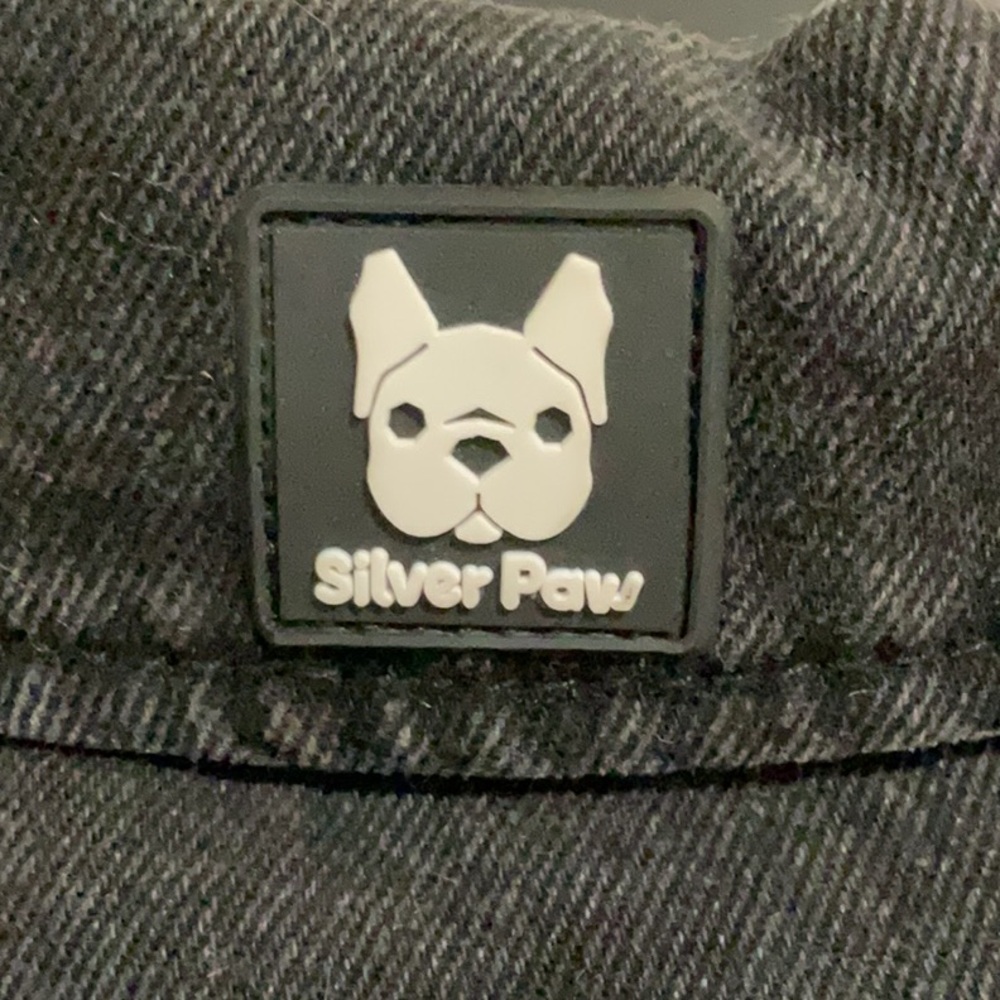 NEW Black denim dog jacket lined with fleece.  Silver Paw brand